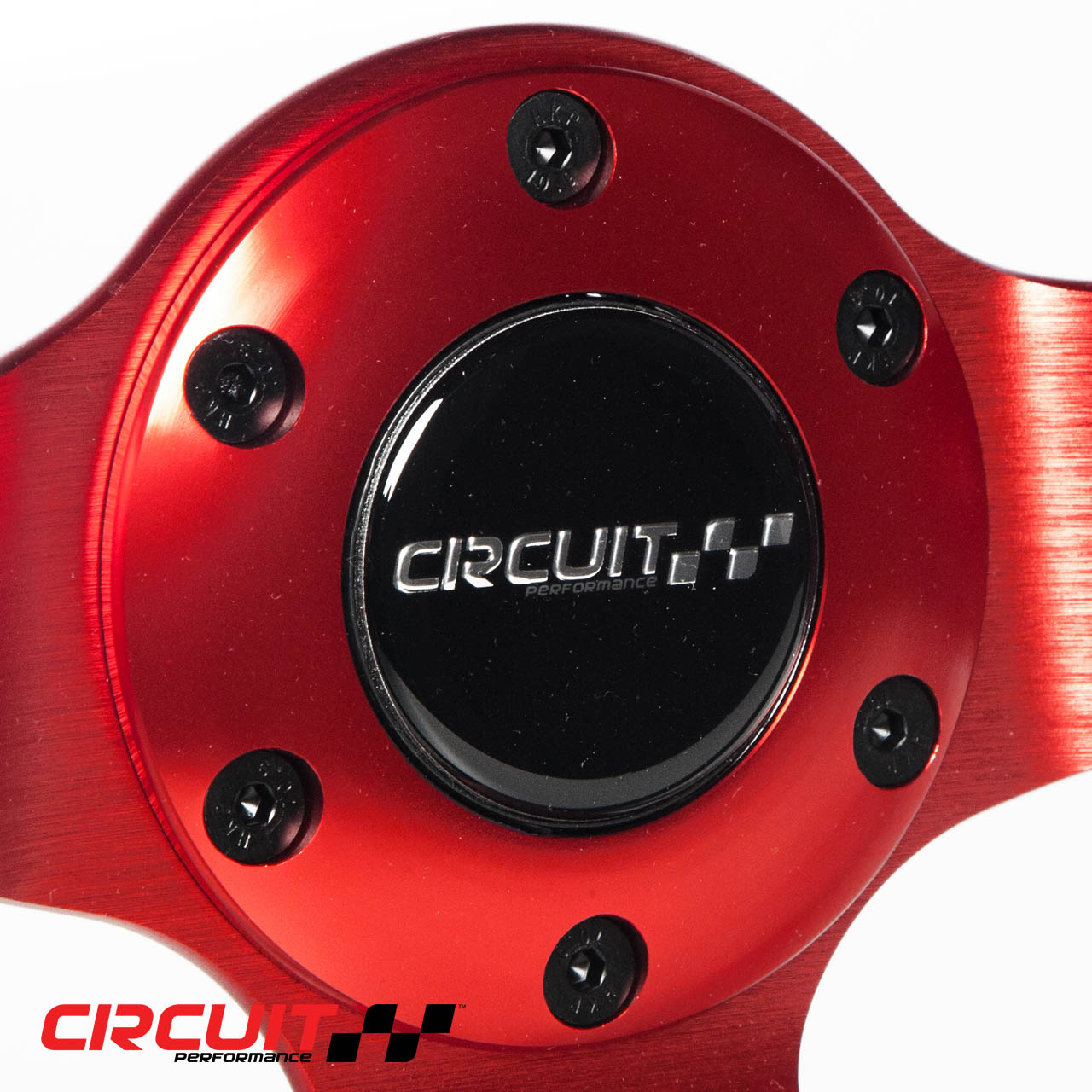 CP330 350mm (13.8″) Steering Wheel Red Frame/Black Leather/Black
