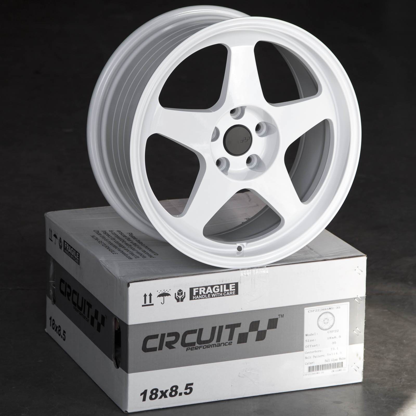CSF22 18×8.5 Gloss White 5×114.3 [+35mm] - Circuit Performance