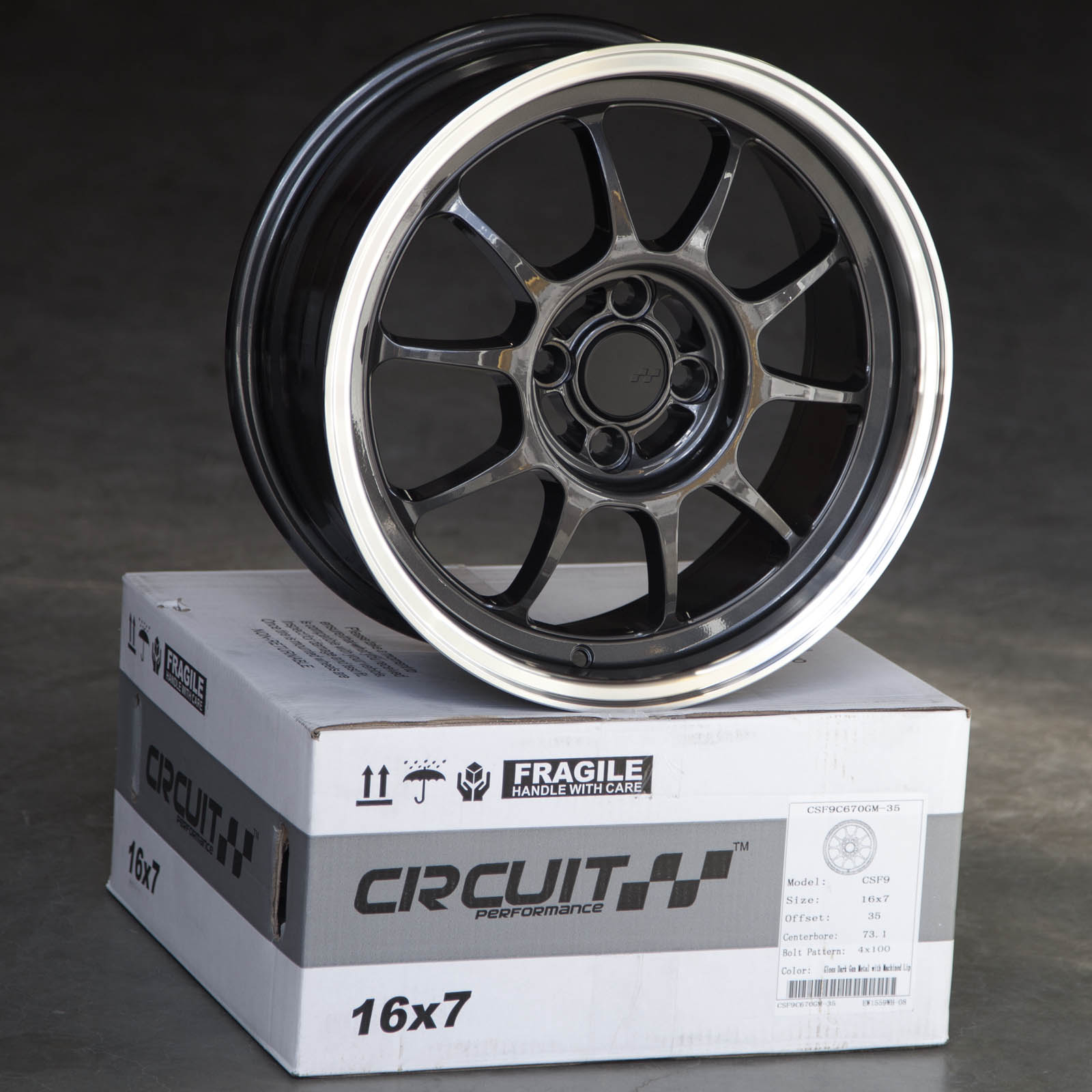Circuit Performance CSF9 16×7 Gloss Gunmetal 4×100 [+35mm