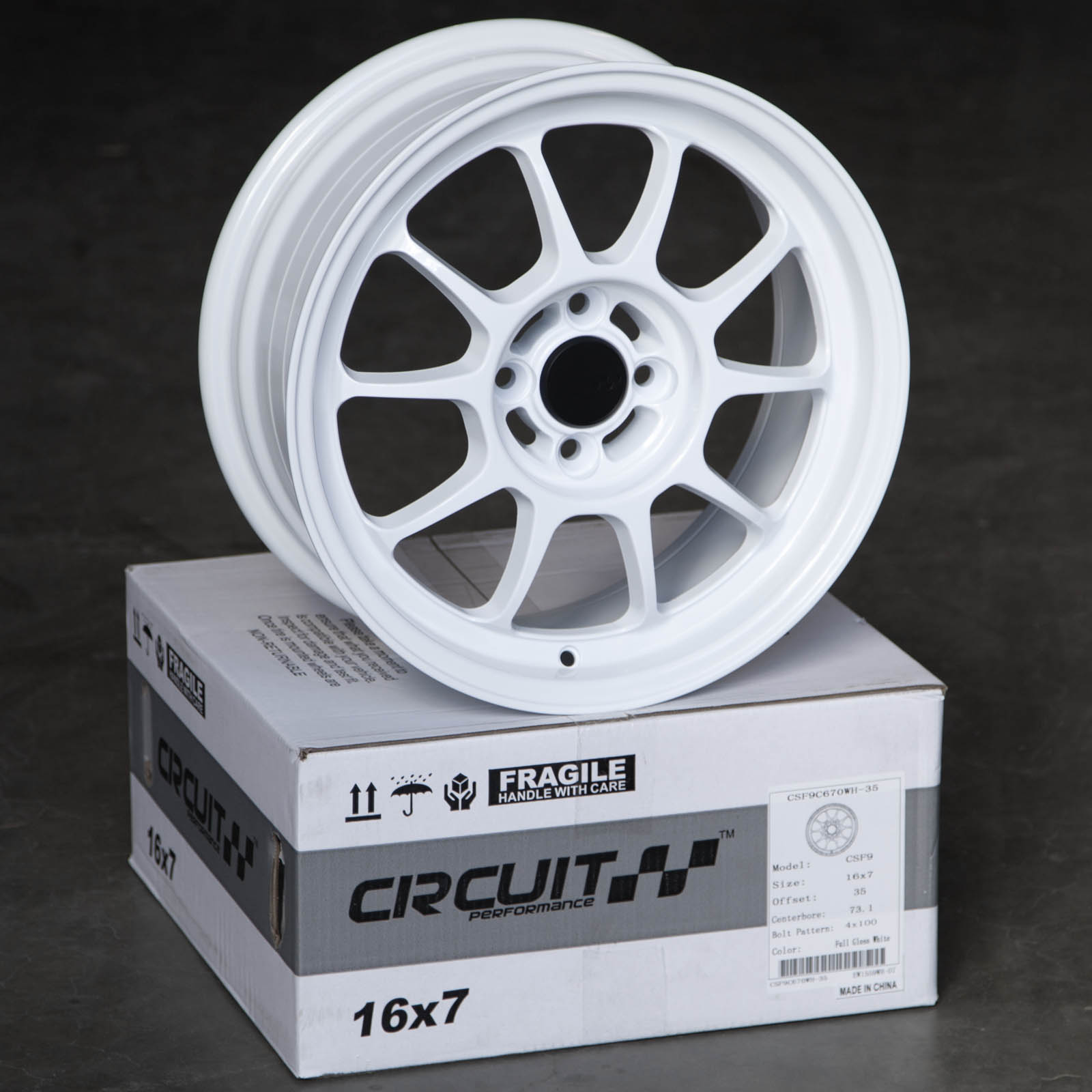 Circuit Performance CSF9 16×7 Gloss White 4×100 [+35mm] - Circuit