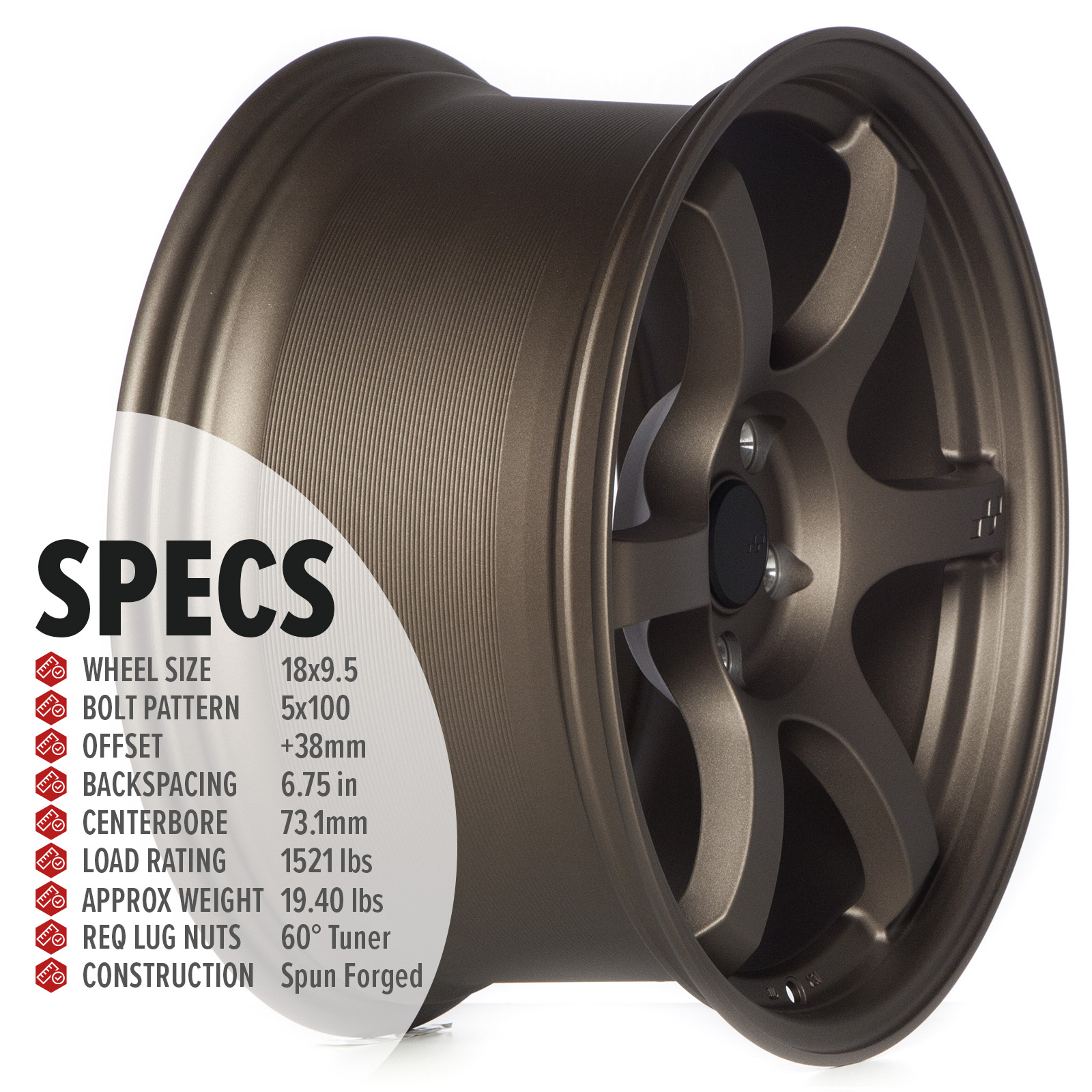 Circuit CSF1 18×9.5 Matte Bronze 5×100 [+38mm] - Circuit Performance