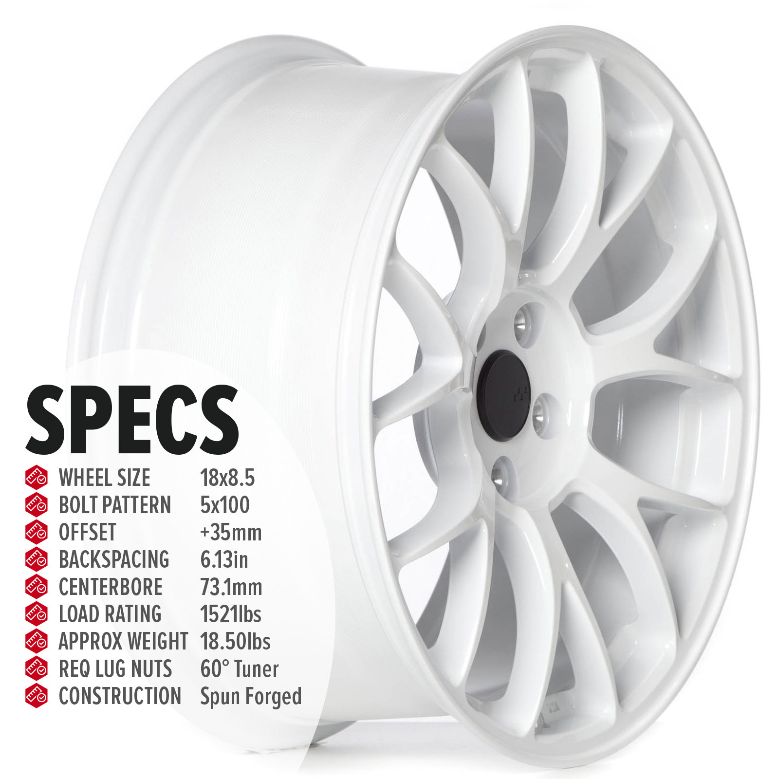 Circuit CSF2 18×8.5 Gloss White 5×100 [+35mm] - Circuit Performance