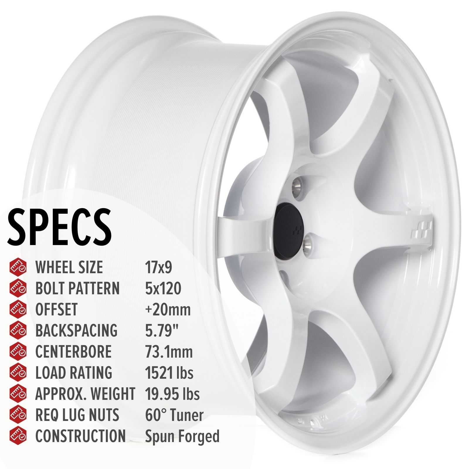 Circuit CSF1 17×9 Gloss White 5×120 [+20mm] - Circuit Performance