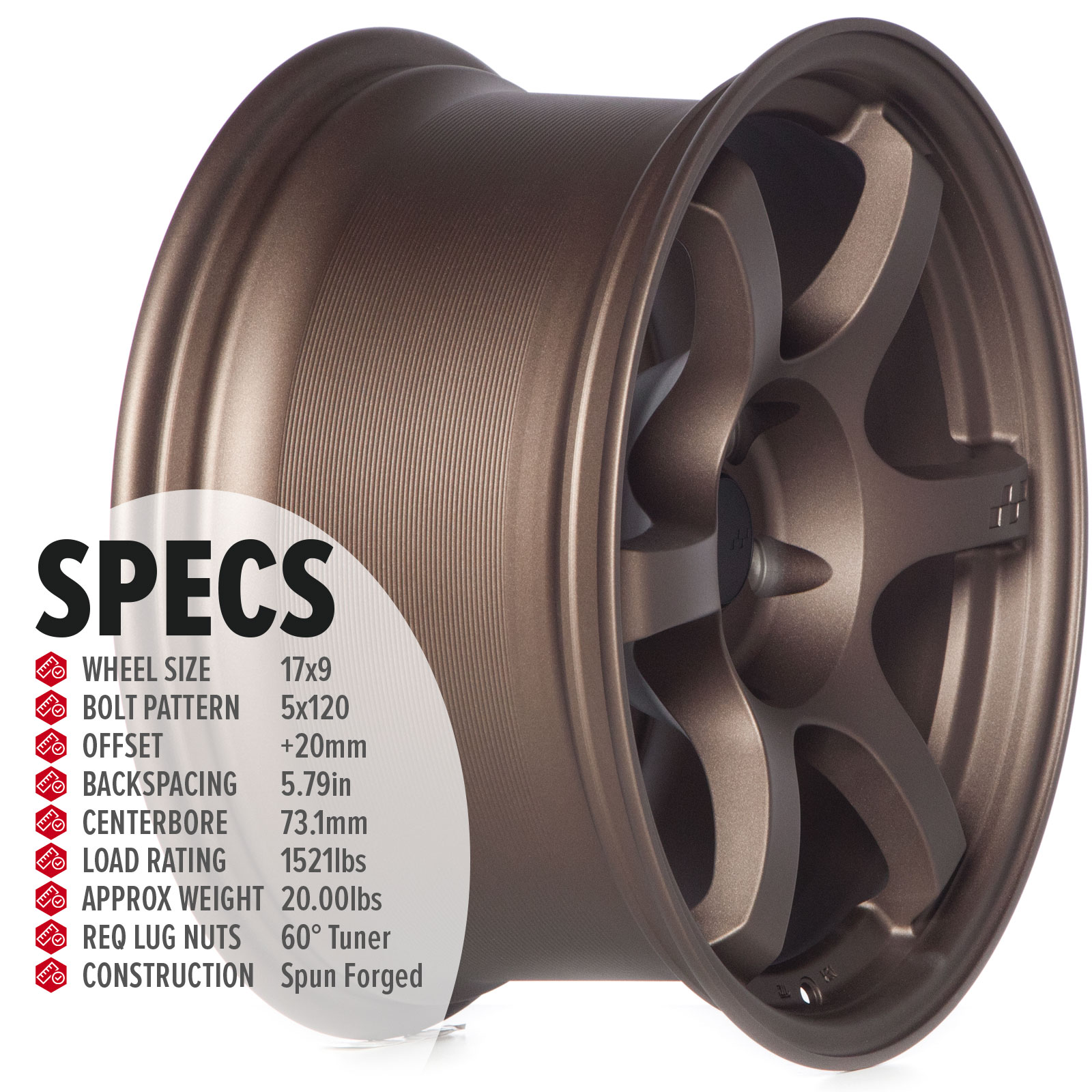 CSF1 17×9 Matte Bronze 5×120 [+20mm] - Circuit Performance