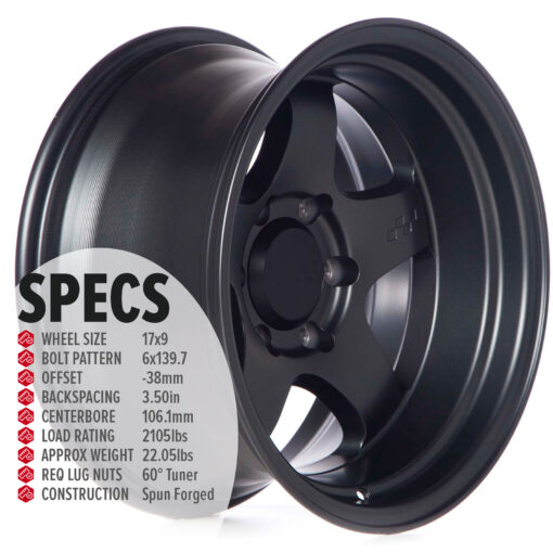 Circuit Offroad Hayford 17×9 Matte Gunmetal 6×139.7 [-38mm] (Fits